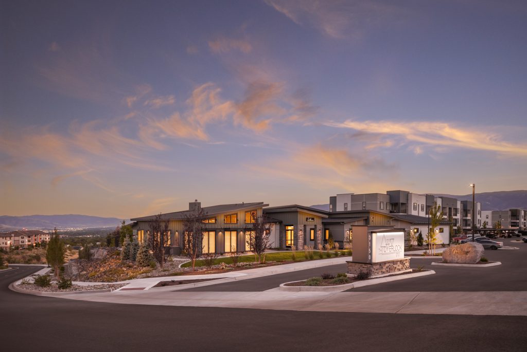 The Overlook at Keystone Canyon Apartments - Reno NV - Clubhouse Driveway Entrance